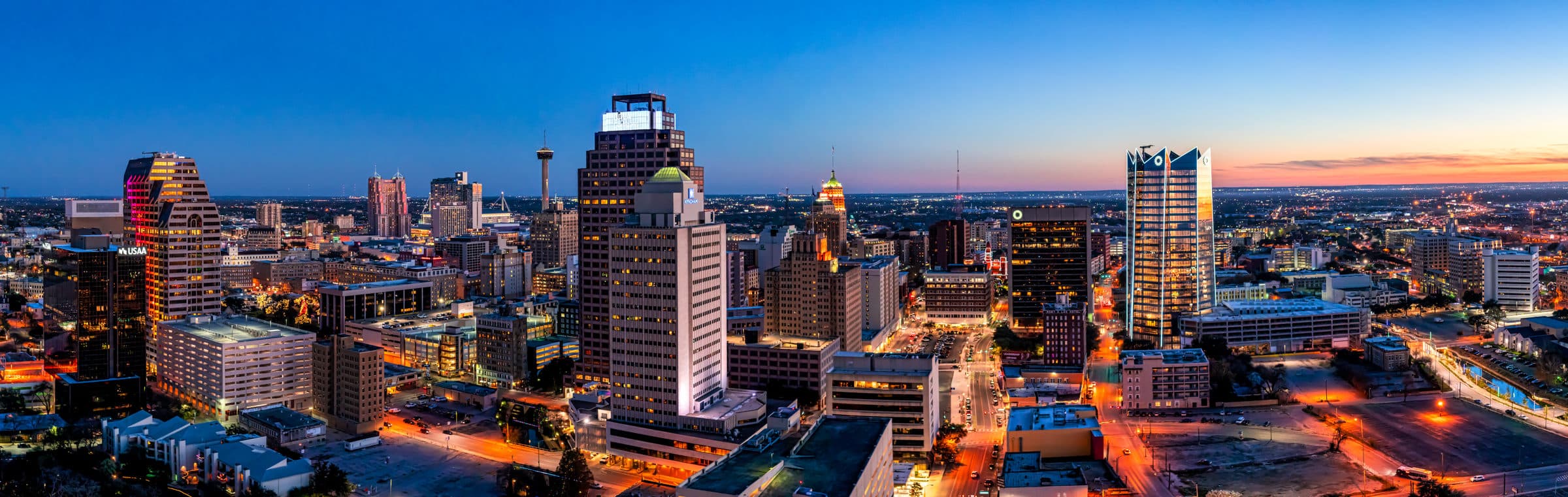 The San Antonio skyline at dusk
